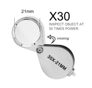 Jewellers loupe. Magnifying glass. 30 x magnification. 21mm wide.